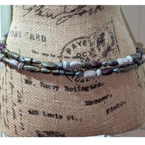 Vintage New York Studio Tribal Bead Double Strand Bronze Metal 33\